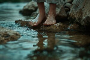 Regain your Energy this Summer 3 Good Health NZ - view realistic feet touching clear running water 3